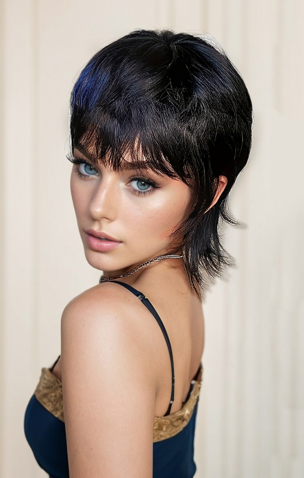 14-Inch Mullet Wig With A Fluffy Layered Pixie Cut Made From Synthetic Short Straight Hair, Crafted From High-Temperature Chemical Fiber, Perfect For Everyday Wear, Parties, And Various Festivals.
