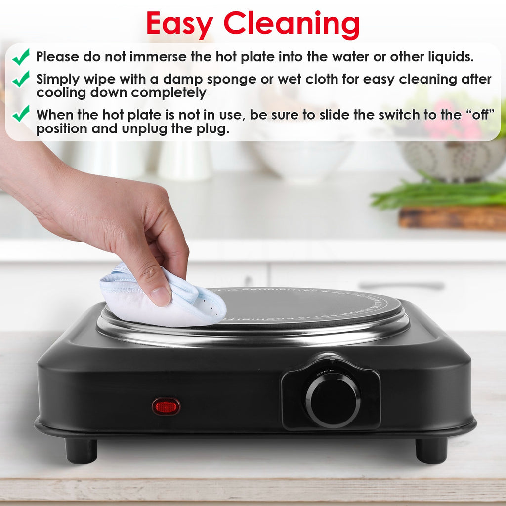 1Pc 1200W Electric Infrared Single Burner Portable Heating Hot Plate Stove Countertop RV Hotplate With 7.5in Glass Cooktop Stepless Temperature Adjustments For Home RV Camp